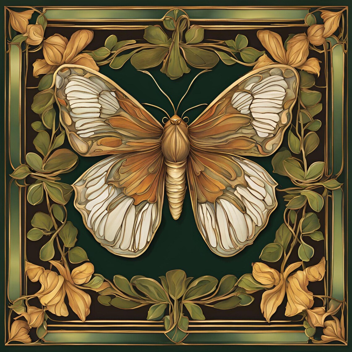 Art Nouveau Butterfly Moth Boho Wall Art Print - Image 4