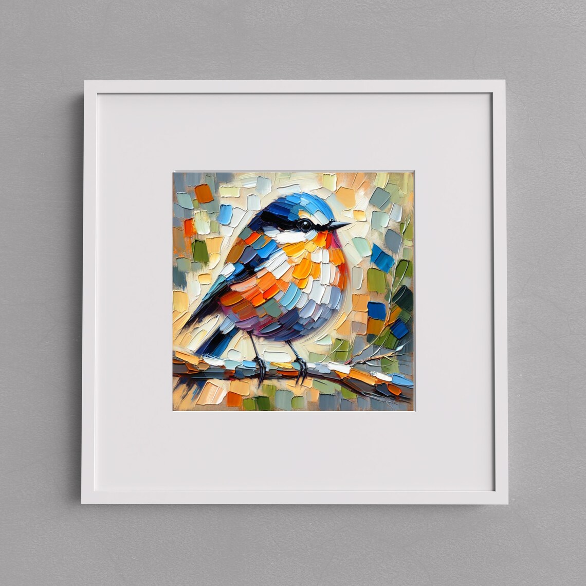 Songbird Ceramic Art Tile, Expressionist Bird Decor - Image 3