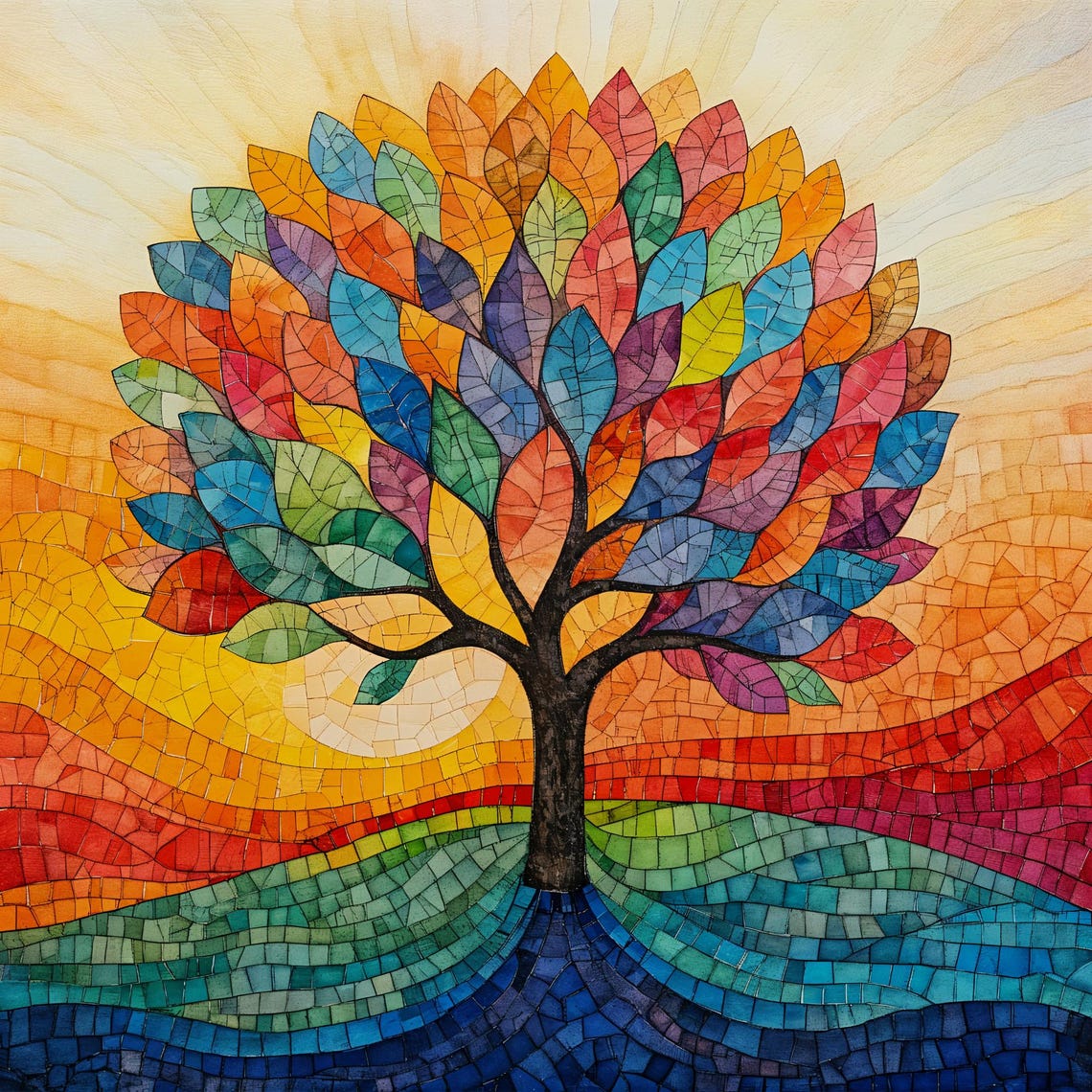 Mosaic Look Stained Glass Tree Ceramic Tile Decorative Tile Nature Tree Art Trivet Spoon Rest Option Unique Home Decor Gift Accent - Image 4