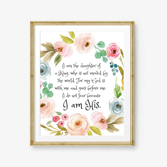 I Am The Daughter Of A King Bible Verse Floral Watercolor Poster