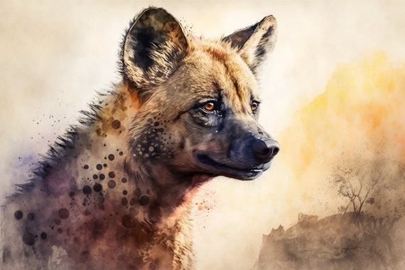 Hyena Watercolor Animal Prints Instant Art For Farmhouse Or Rustic Decor Wide Range Of Animals And Sizes