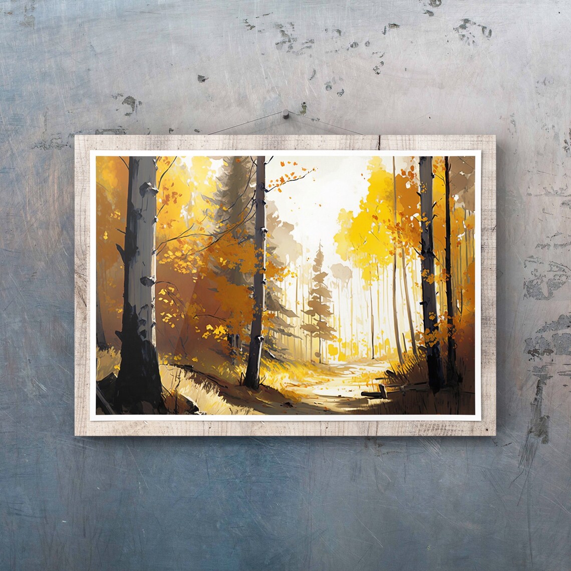 Golden Forest Flat Design Fall Poster Print - Image 3