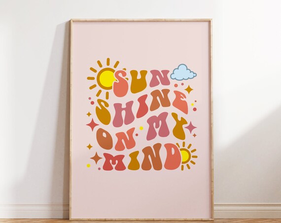 Retro Groovy Print Sunshine Print Cute Print Wall Art Print Retro Wall Decor Retro Poster Wall Art