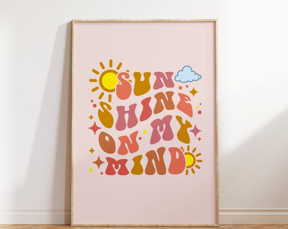 Retro Groovy Print Sunshine Print Cute Print Wall Art Print Retro Wall Decor Retro Poster Wall Art