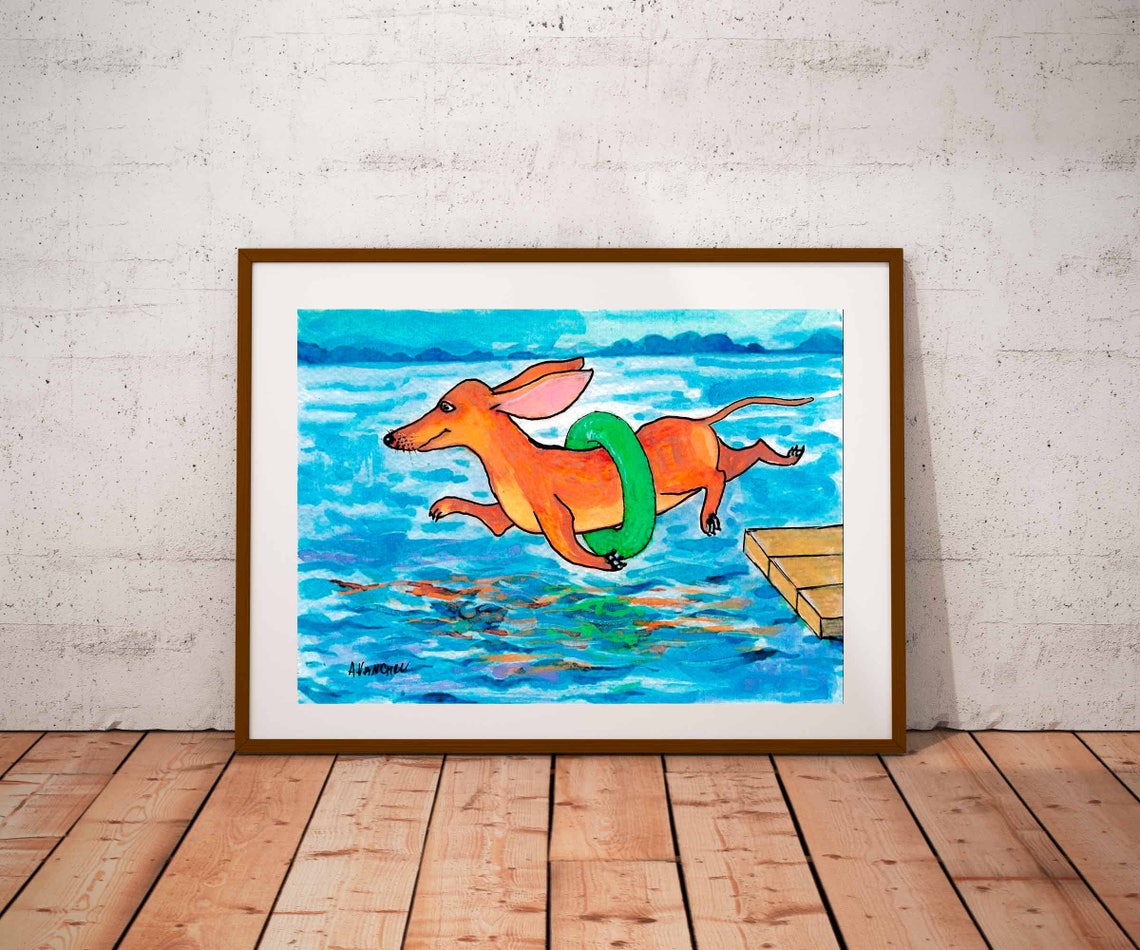Dog Print Dog Poster Nursery Print Art Print Drawing Watercolor Poster Kids Room Romantic Playroom Decor Baby Room Animal Print Art