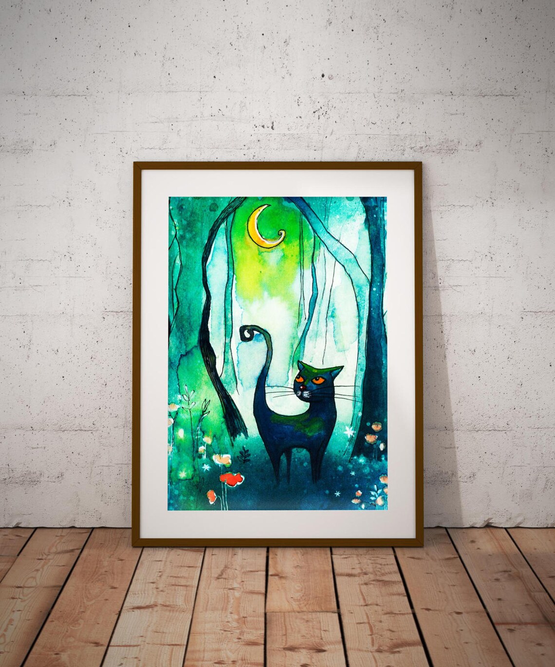 Cat Print Watercolor Poster, Nursery Room Decor