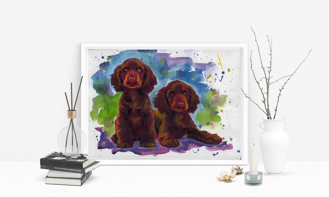 Custom Pet Portrait 2 Dogs Watercolor Handmade Dog Lover Gift Pet Portrait Hand Painted From Your Photo Custom Dog Portrait Painting