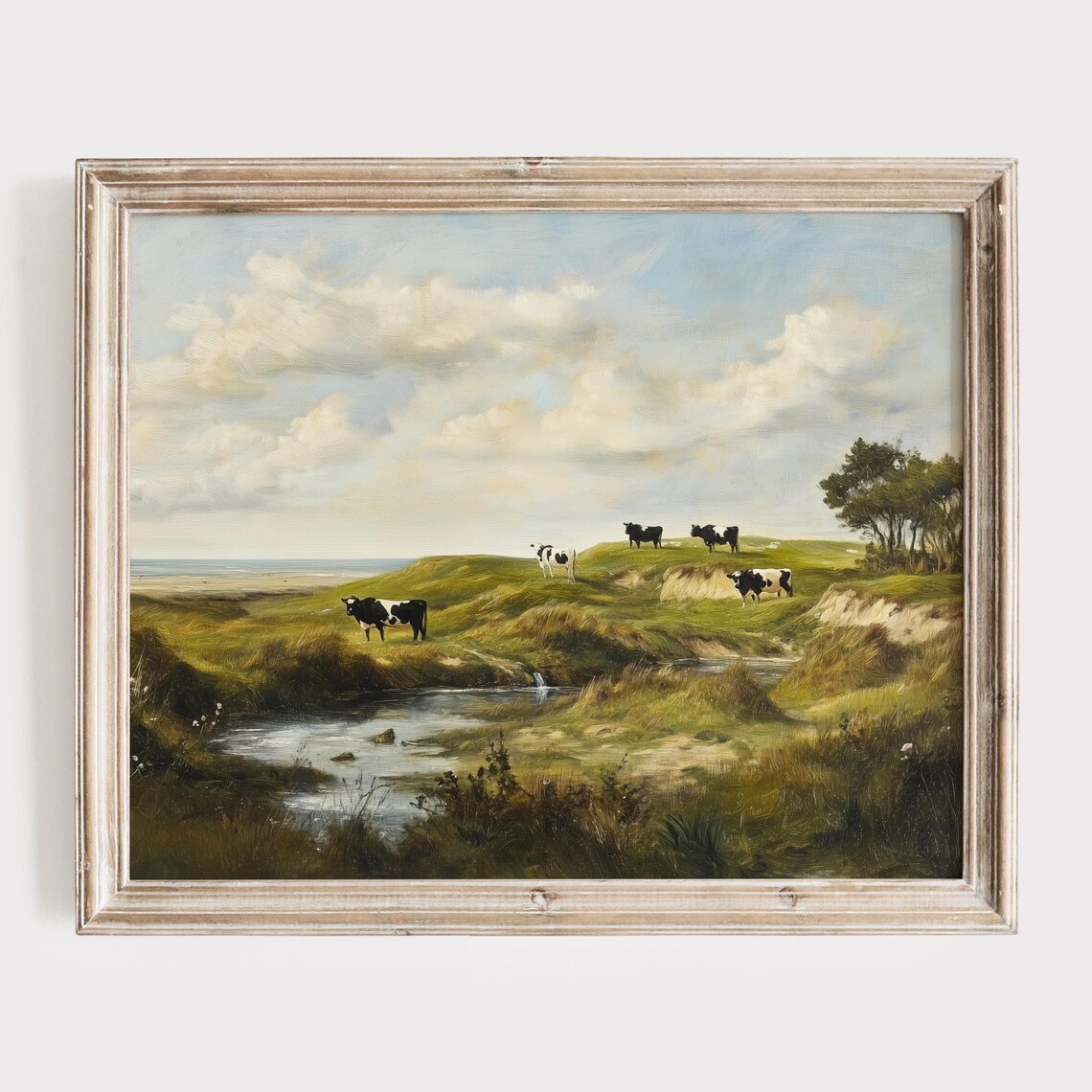 Cows Grazing in Pasture Vintage Rural Countryside Art Poster
