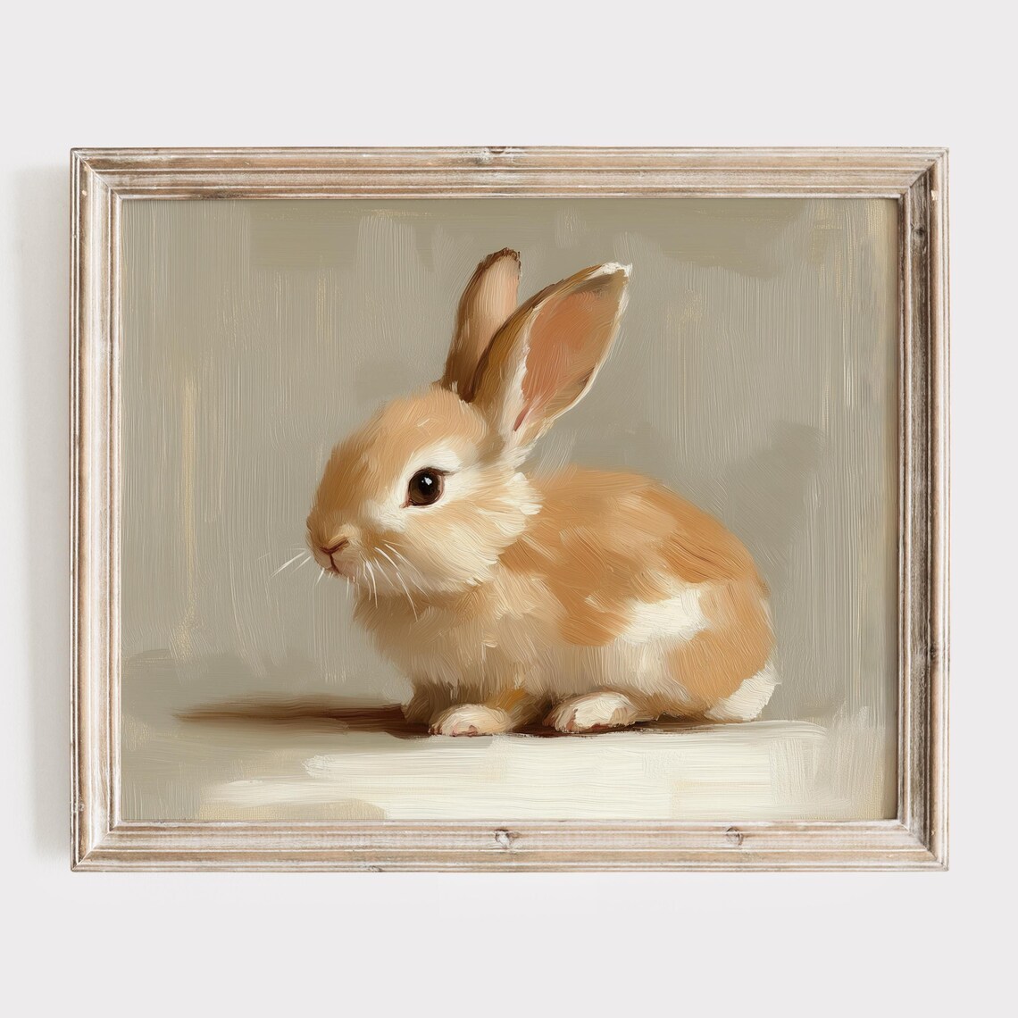 Small Tan Bunny Sitting Quietly In A Minimalist Neutral Portrait Poster