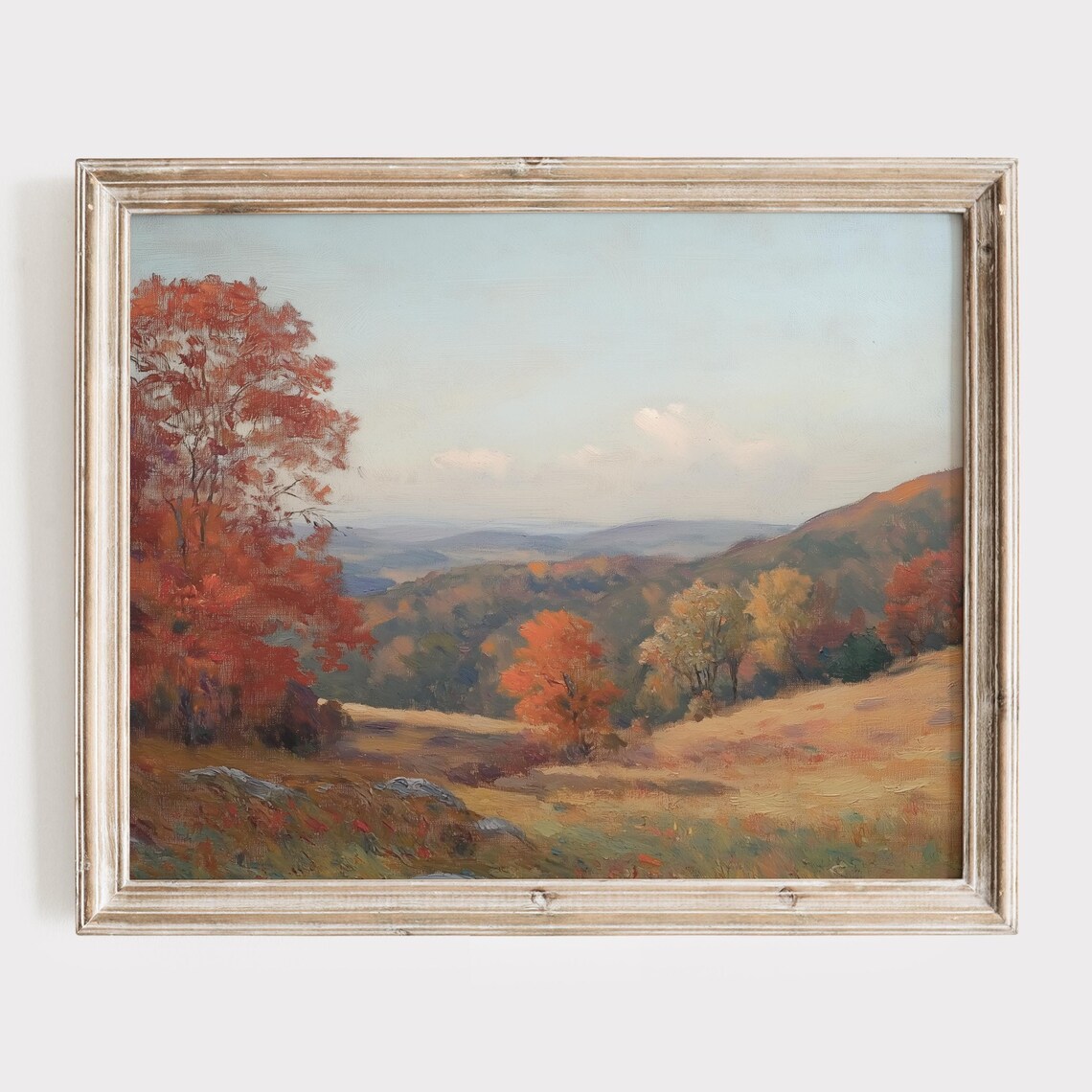 Rolling Autumn Hills Ablaze with Red and Orange Foliage Poster