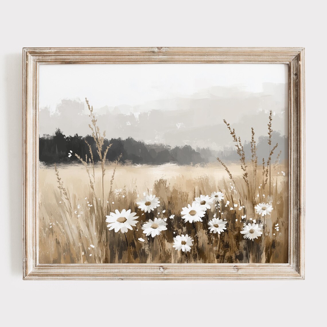 White Daisies Swaying In A Golden Wheat Field Neutral Poster
