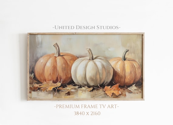 Orange And White Pumpkins Fall Harvest Still Life Painting Wall Art