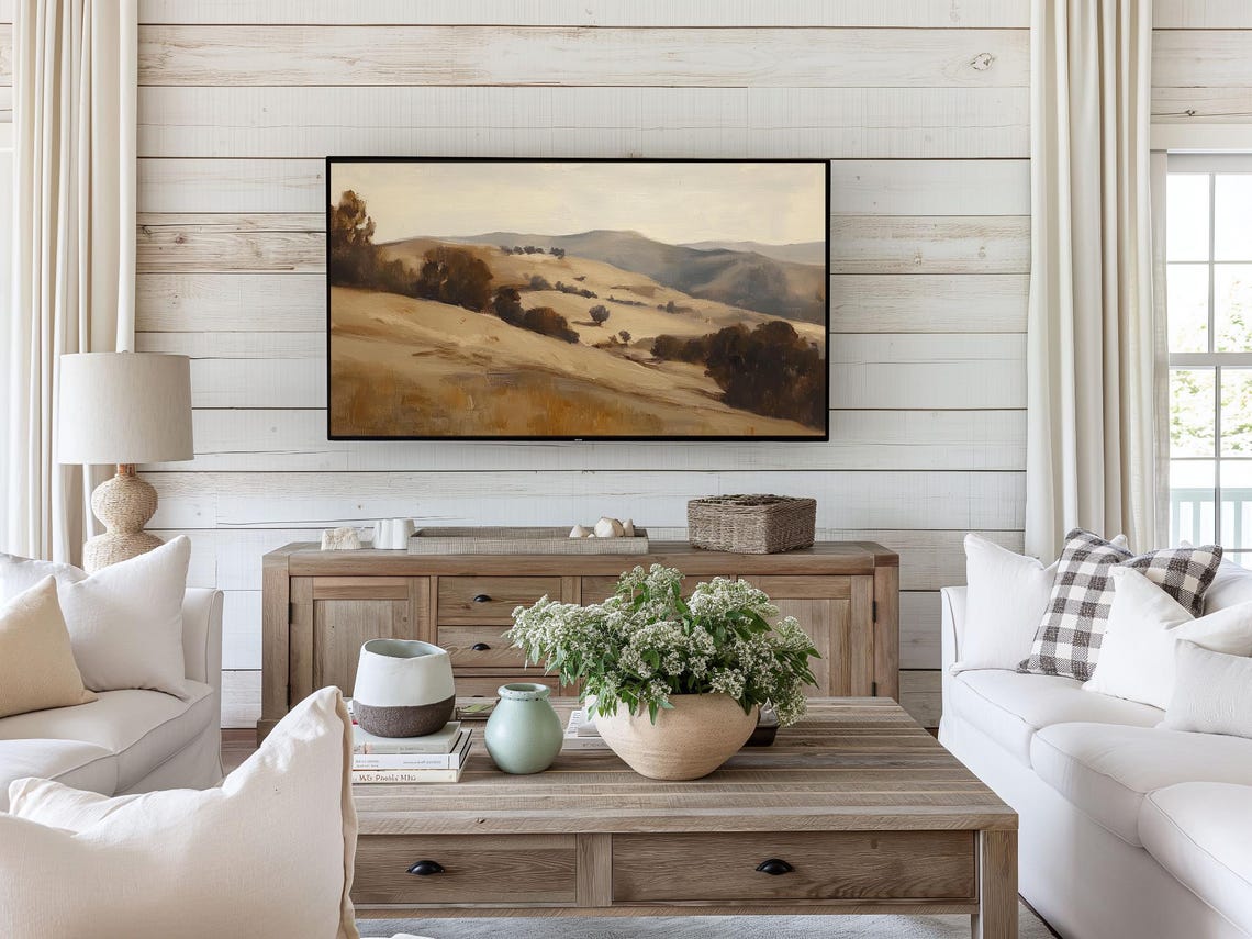 Golden Autumn Hills Countryside Painting Fall Landscape Wall Art - Image 3