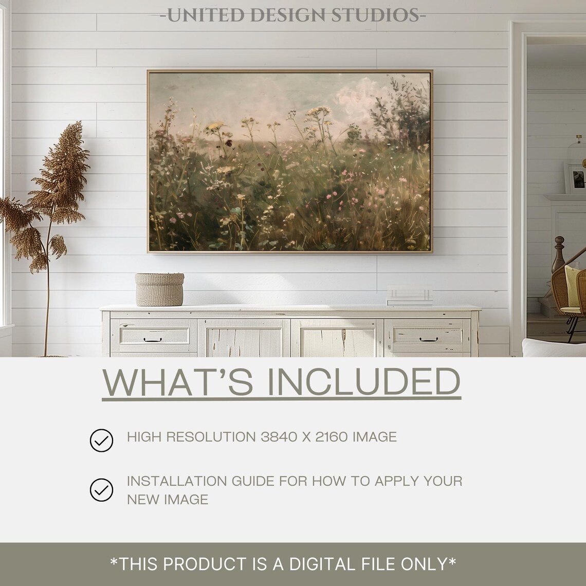 Fall Frame Tv Art Cottagecore Autumn Flower Field Oil Painting Of Fall Flowers For The Frame Tv Neutral Warm Wildflower Tv Art - Image 2