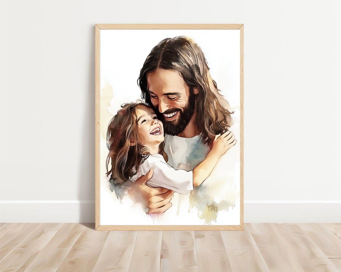 Jesus With A Young Girl Modern Christian Art - Image 3