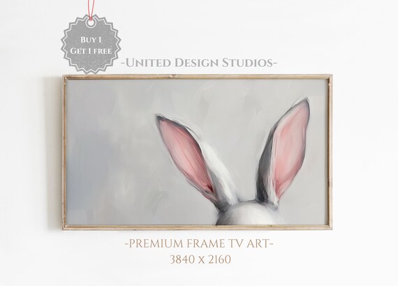 Sweet White Bunny Ears Close Up Minimalist Easter Rabbit Wall Art
