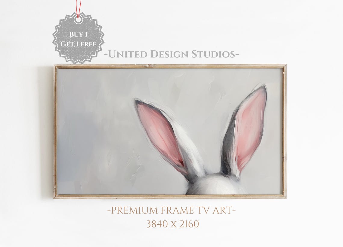 Sweet White Bunny Ears Close Up Minimalist Easter Rabbit Wall Art