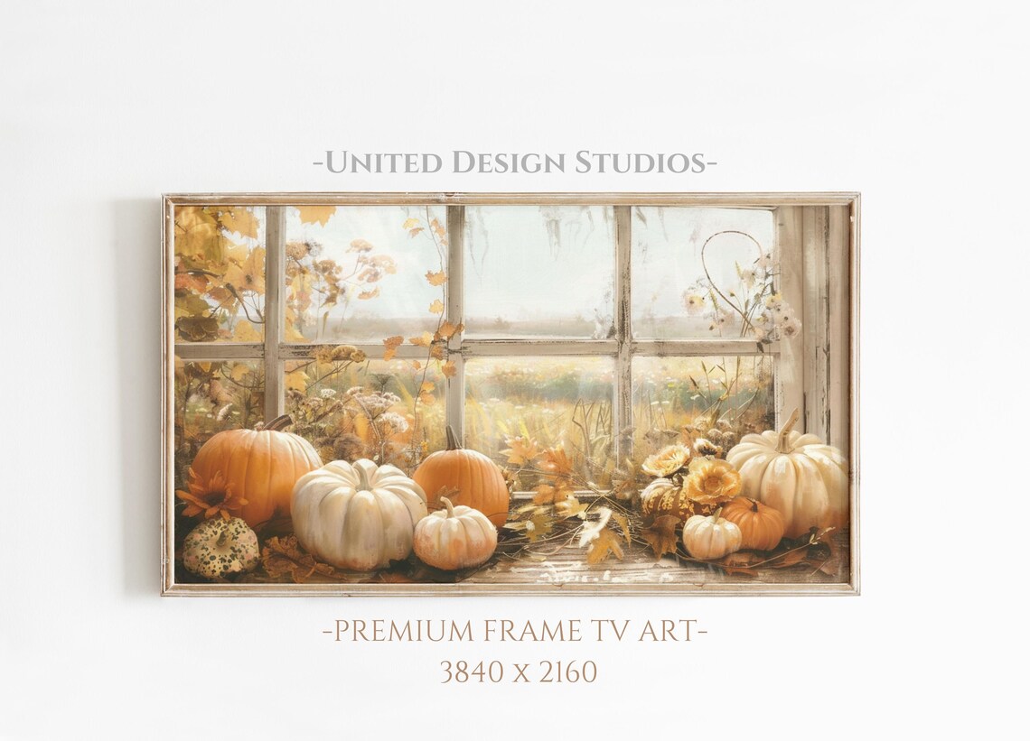 Fall Pumpkins Frame TV Art, Farmhouse Decor