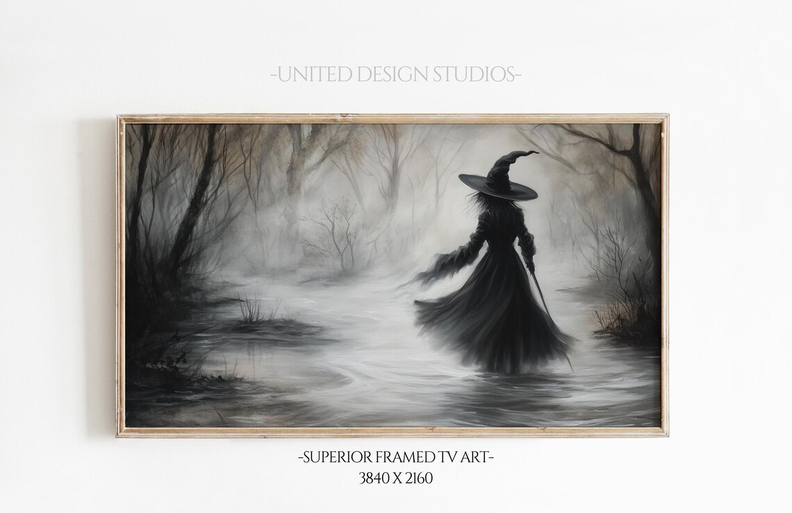 Halloween Witch Rustic Art Print, Spooky Decor