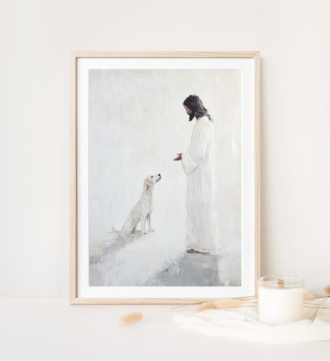 Tender Jesus Welcoming Dog To Heaven Christian Faith Wall Art - Image 5