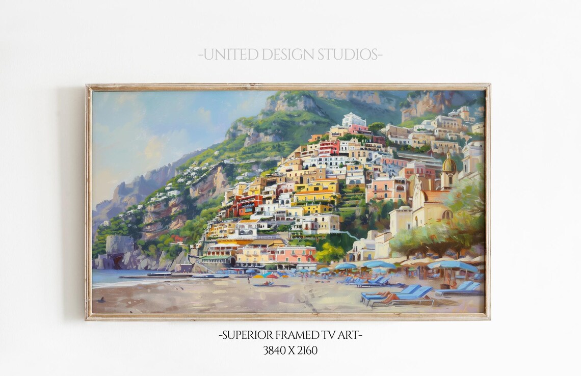 Positano Coastal Beach Travel Poster, Italy View