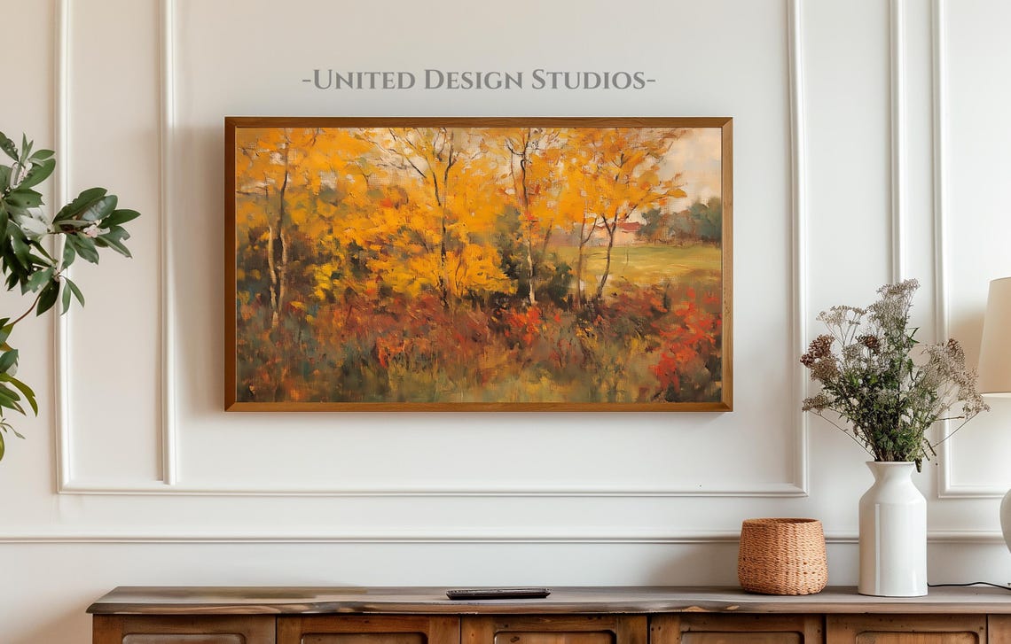 Golden Autumn Trees Impressionist Fall Forest Warm Landscape Poster - Image 3
