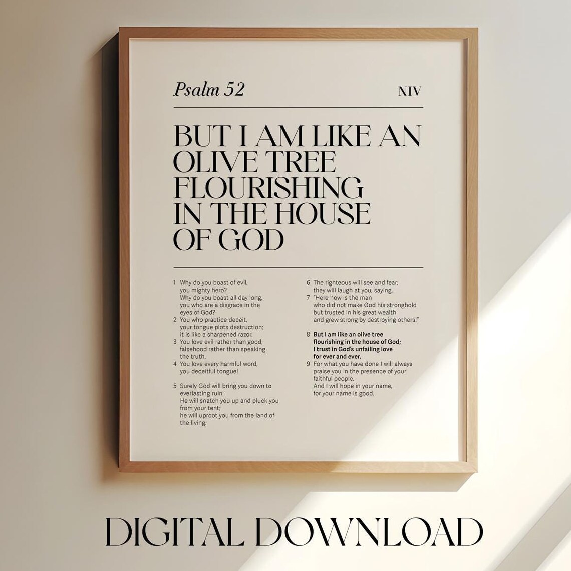 Psalm 52 Like An Olive Tree Flourishing In The House Of God Bible Poster - Image 2