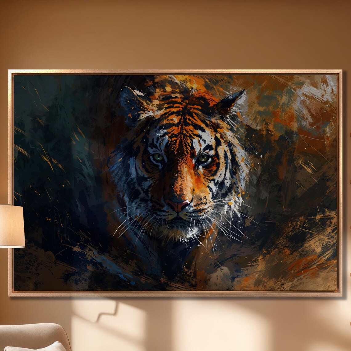 Tiger Face Close Up Vibrant Colorful Paint Splash Wildlife Wall Art