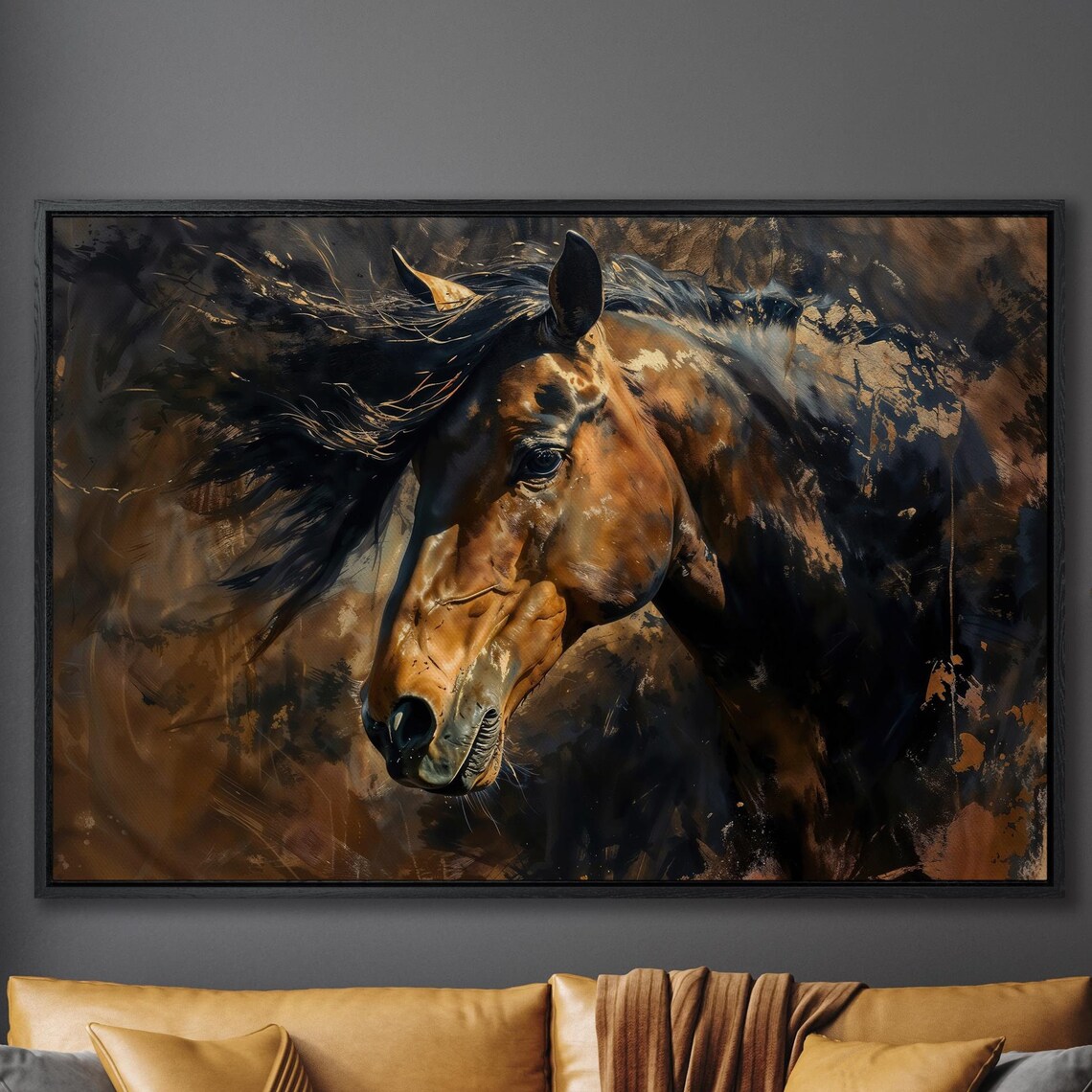 Graceful Brown Horse Abstract Animal Art Print