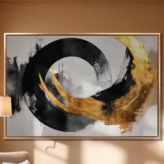 Abstract Gold And Black Wall Art Modern Minimalist Painting Print Large Luxury Wall Decor Contemporary Artwork Ready To Hang Gift