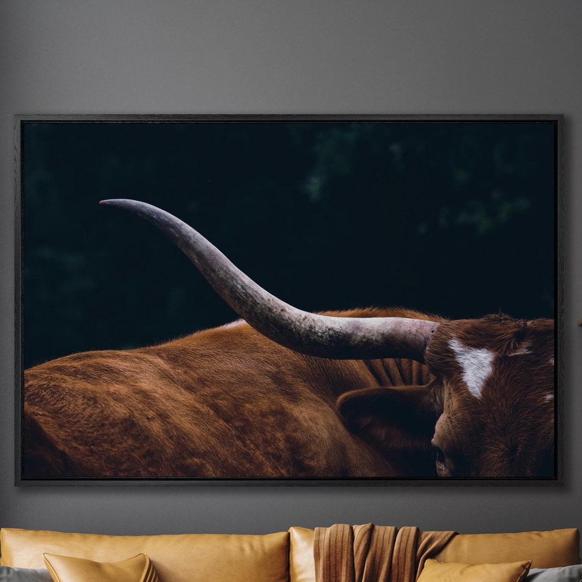 Texas Longhorn Horn Close Up Rustic Western Cattle Art Poster
