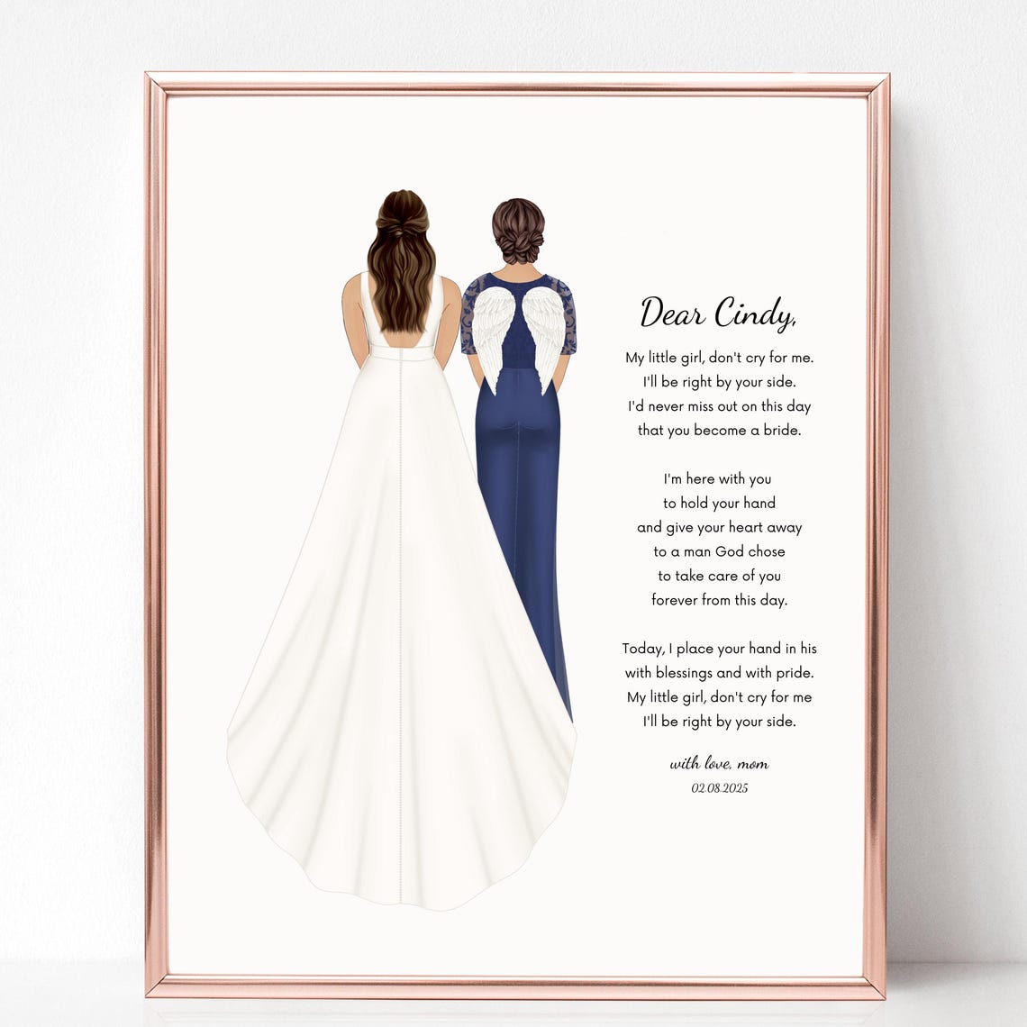 Bride And Angel Mother Memorial Poem Dear Cindy Portrait Print
