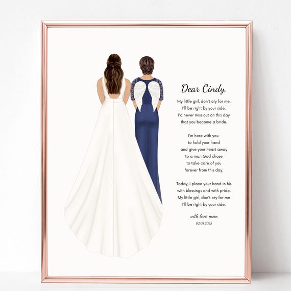 Bride And Angel Mother Memorial Poem Dear Cindy Portrait Print