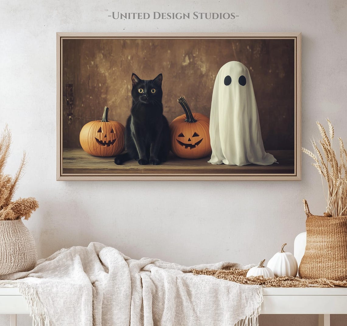 Halloween Black Cat Jack O Lanterns Ghost Cute Spooky Fall Poster - Image 4
