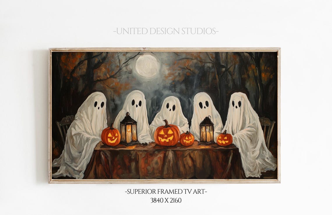 Halloween Ghost Pumpkin Fall Art Print