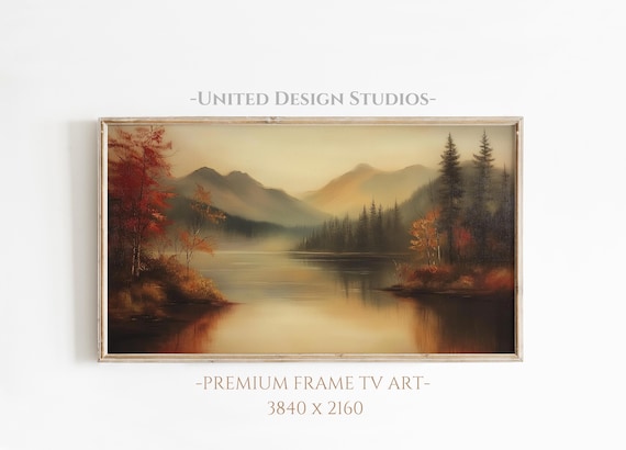 Rustic Fall Art For Frame Tv Moody Landscape Oil Painting Autumn Country Mountain Tv Art Farmhouse Fall Frame Tv Art