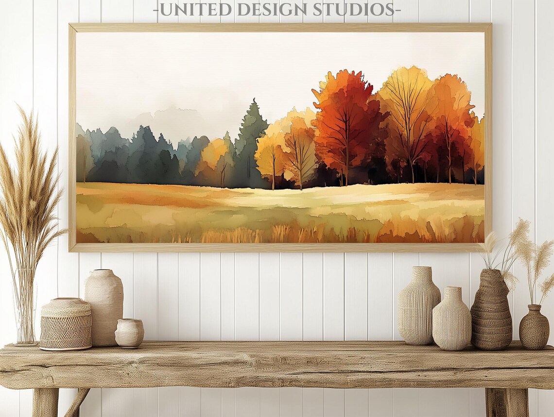 Autumn Landscape Watercolor Art Print, Fall Foliage - Image 2