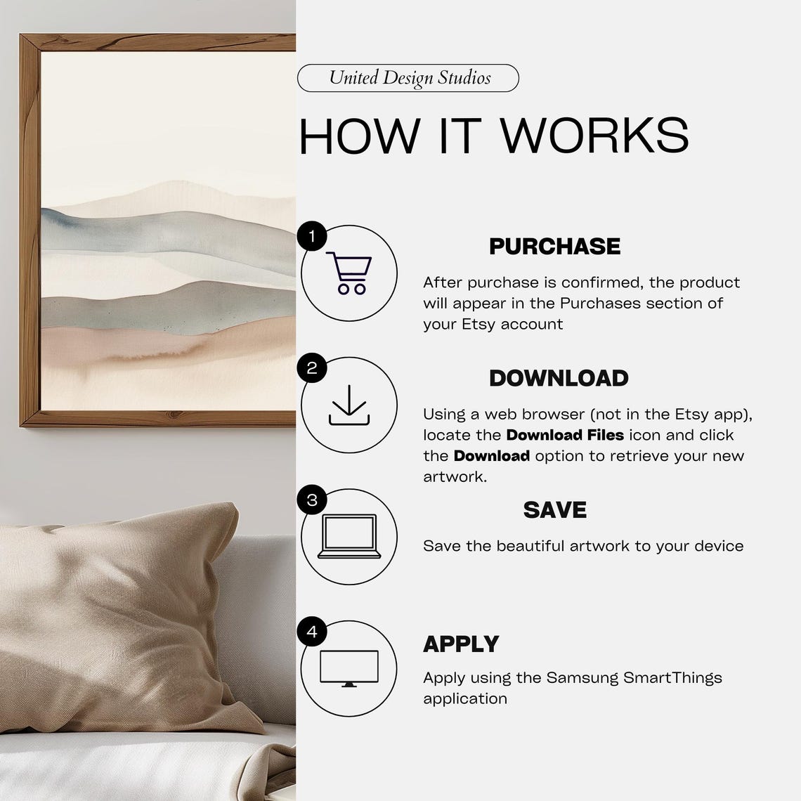 Pastel Watercolor Waves Abstract Soft Neutral Modern Art Poster - Image 3