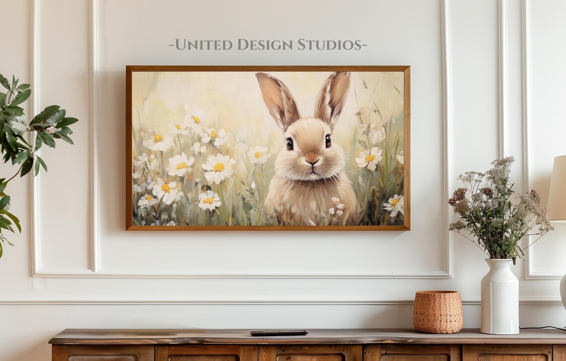 Spring Bunny Rabbit Art Print, Vintage Farmhouse Decor - Image 4