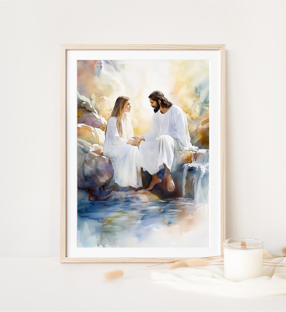 Jesus Sitting With Woman, Modern Christian Art Print - Image 4