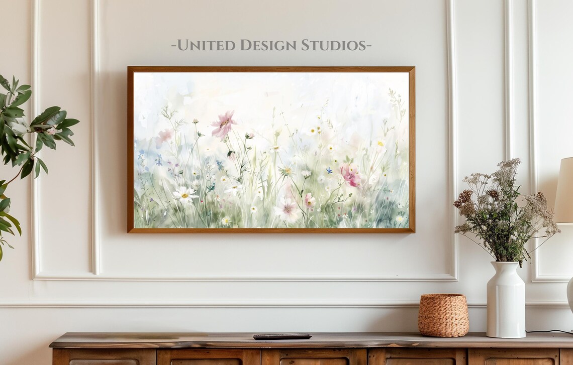 Spring Wildflower Meadow Cosmos Daisies Watercolor Art Poster - Image 4