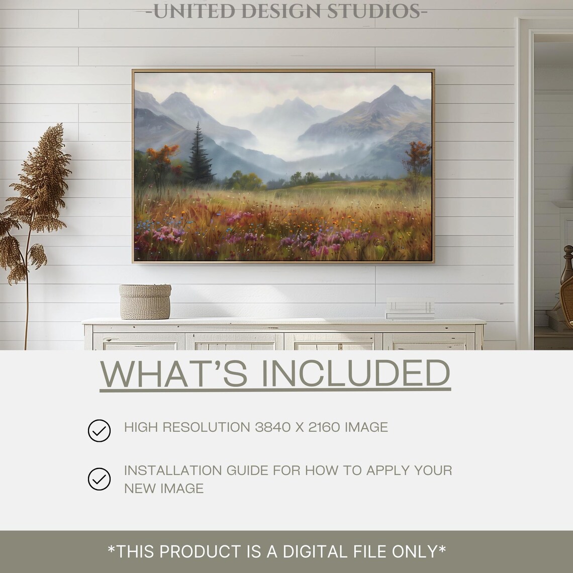 Spring Frame Tv Art Wildflower Mountain Landscape Painting For The Frame Tv Beautiful Oil Painting Tv Art Floral Mountain Art - Image 2