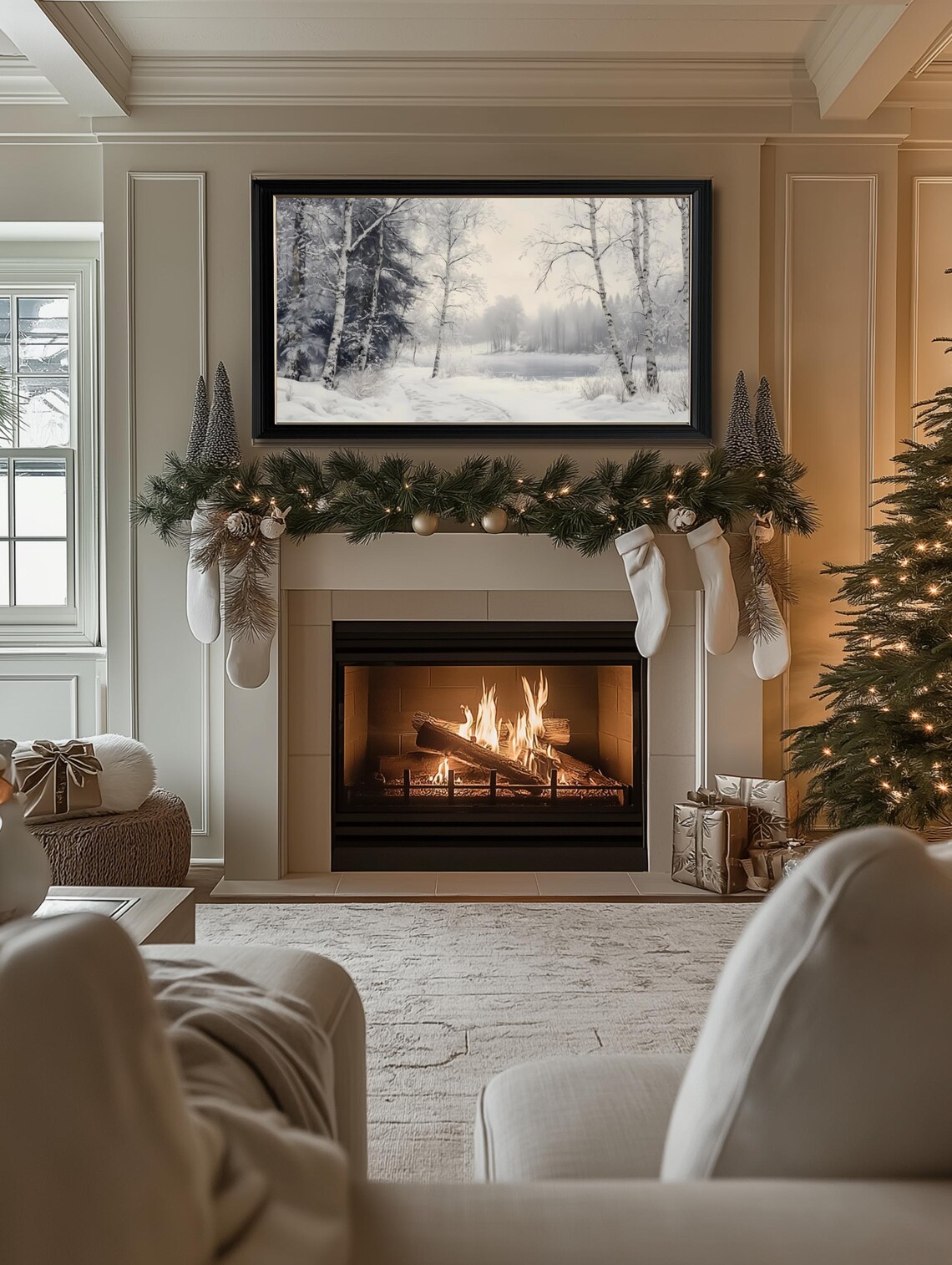 Frame Tv Winter Art Farmhouse Christmas Art For Tv Snowy Winter Landscape Frame Tv Art Christmas Holiday Frame Tv Art - Image 2