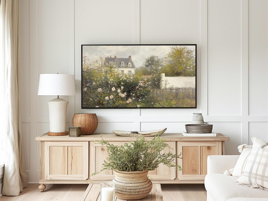 Spring Cottage Rose Garden Farmhouse Art Print - Image 3
