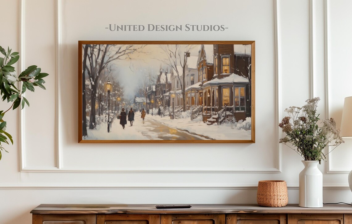 Christmas Town Farmhouse Christmas Village Art Print - Image 3