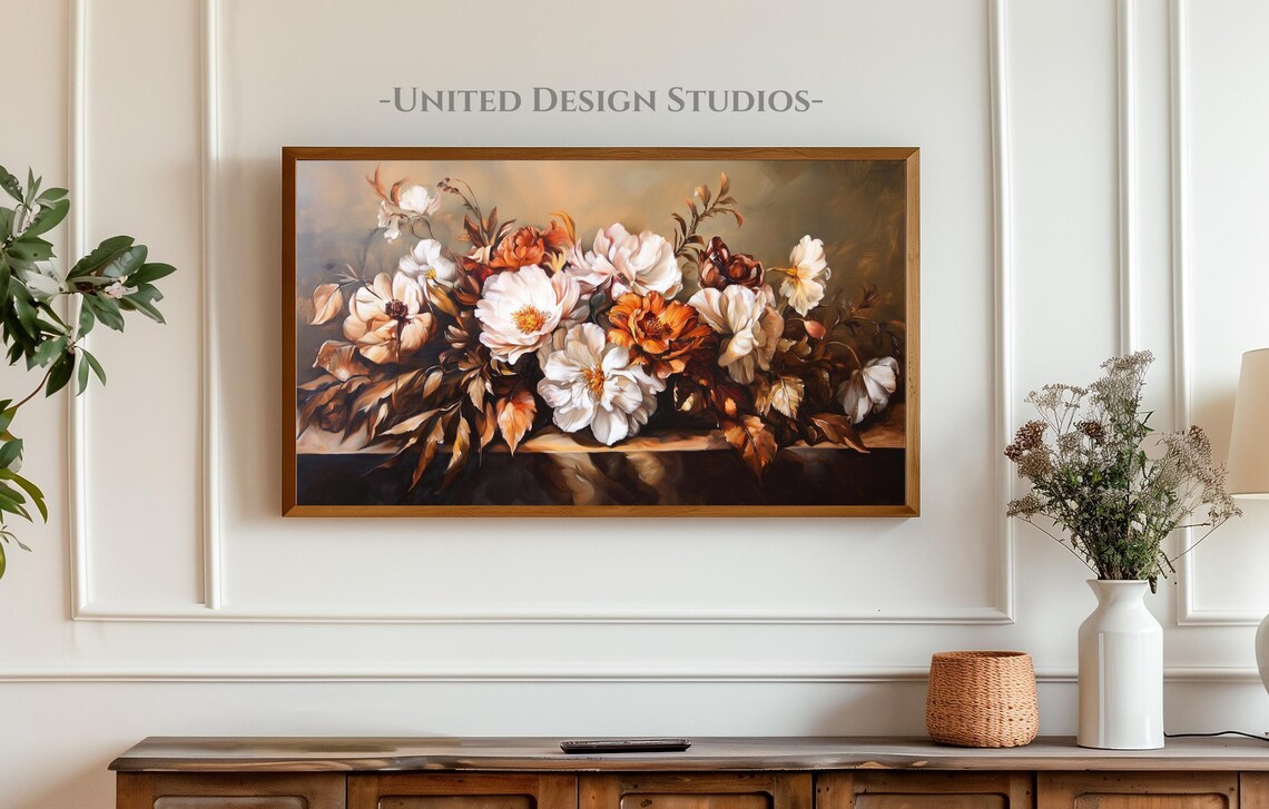 Fall Flowers Oil Painting, Baroque Style Art Print - Image 3