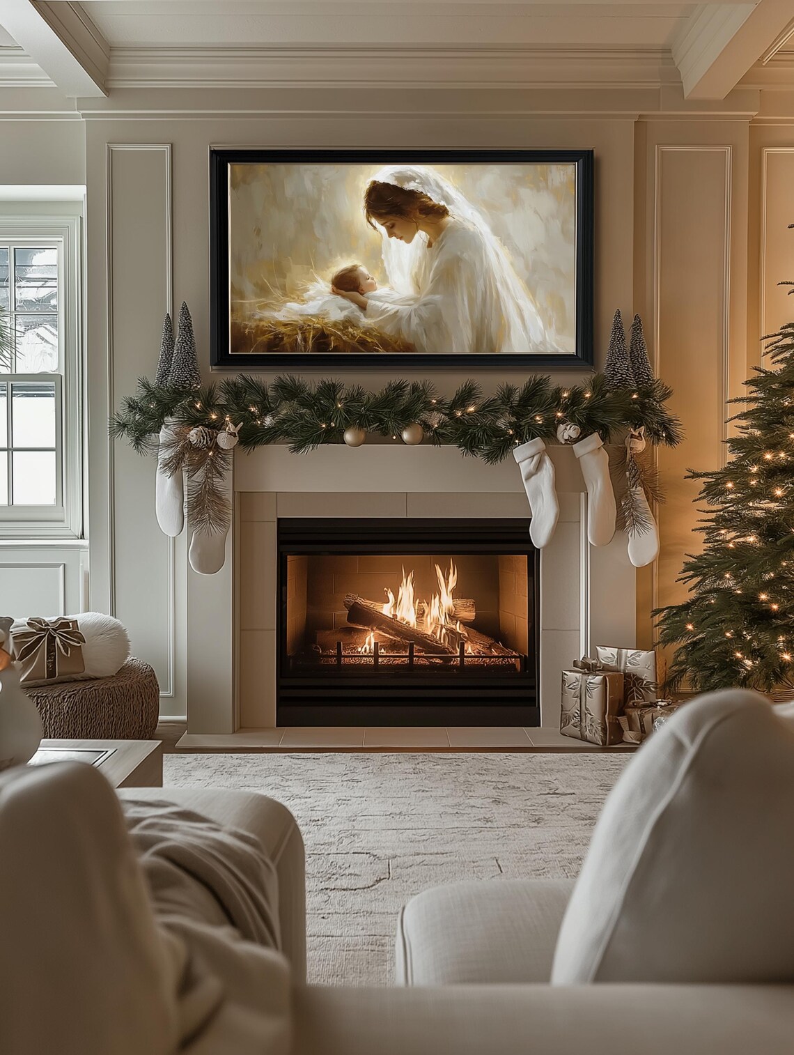 Christmas Nativity Neutral Christian Art Print - Image 3