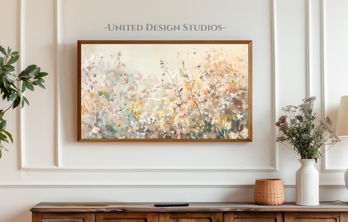 Abstract Wildflower Meadow Watercolor Daisy Field Frame TV Art Poster - Image 3