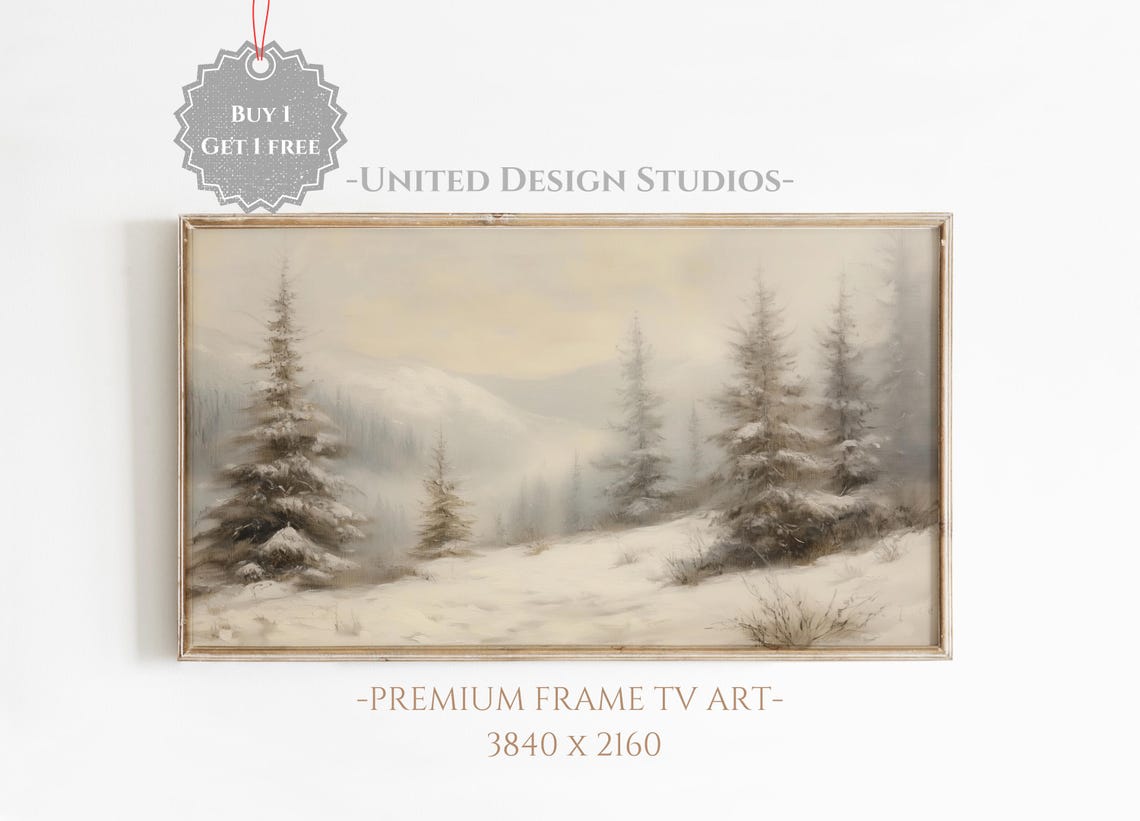 Snow Covered Pine Trees Misty Winter Mountain Landscape Poster