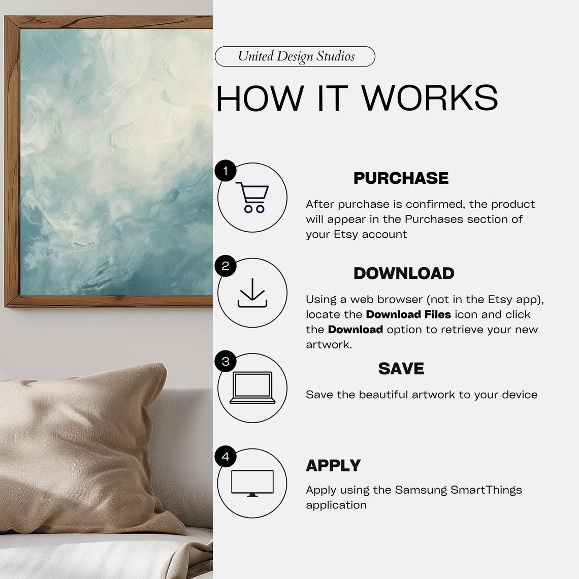 Soft Blue Gray Cloud Abstract Brushstrokes Modern Minimal Art Print - Image 3